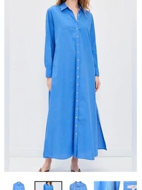 Loft Linen Blend Pocket Maxi Shirtdress NWT